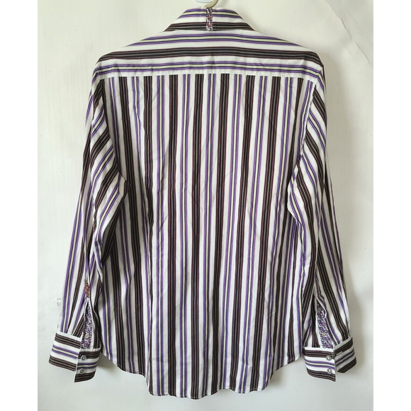 Robert Graham X Collection Multicolor Striped Shirt XL Tailored Fit Flip Cuffs - Picture 3 of 11